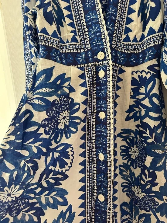 FARM Rio Blue and White Floral Maxi Dress - Picture 3 of 6